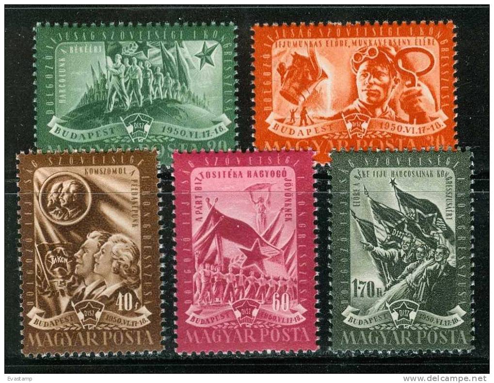 HUNGARY-1950.- 1st Congress Of Working Youth(Flag,Statue Of LIberty) MNH! Mi:1106-1110 - Neufs