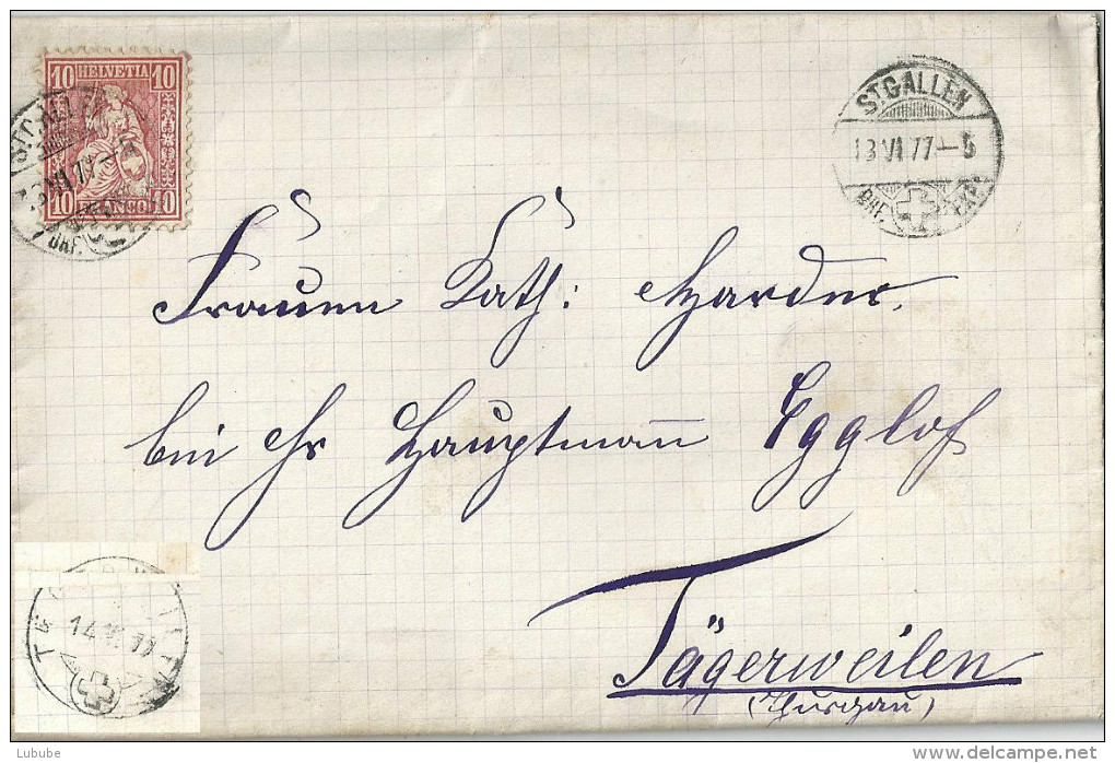 Faltbrief    St.Gallen - Tägerweilen           1877 - Lettres & Documents