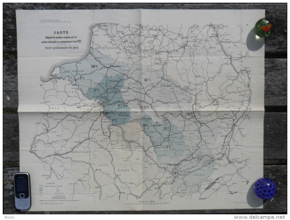 Guerre1870 CARTE ETAT MAJOR PRUSSIEN INDIQUANT LES POSITIONS OCCUPEES PAR LES ARMEES ALLEMANDES MILITAIRE BATAILLE R563 - Documents