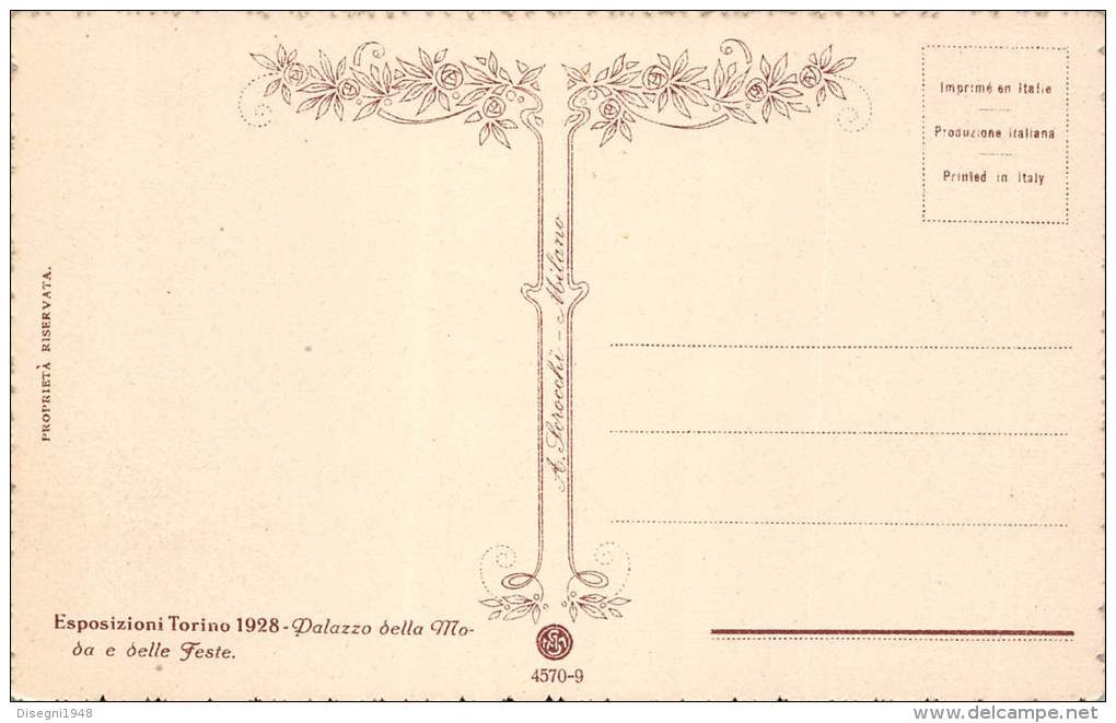 02937 "TORINO ESPOS. 1928 - PALAZZO MODA E FESTE" ARCHIT. DEL ´900. ANIMATA. CARTOLINA ORIGINALE.  NON SPEDITA. - Mostre, Esposizioni