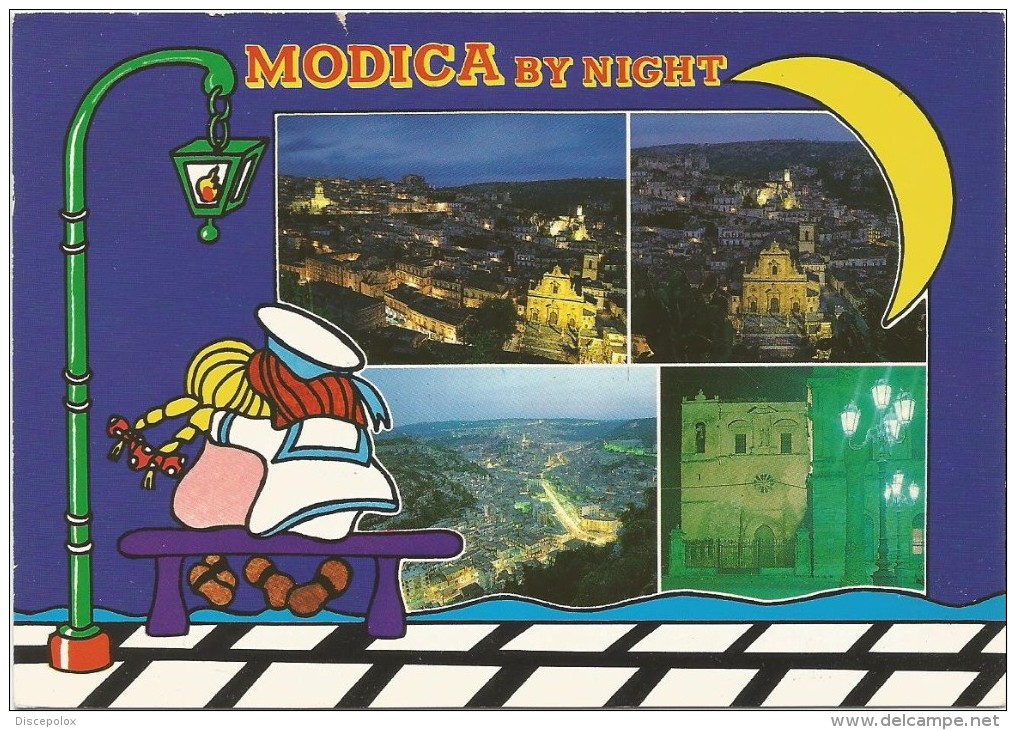 K2708 Modica (Ragusa) - Notturno Notte Night Nacht Nuit Noche / Viaggiata 1995 - Modica
