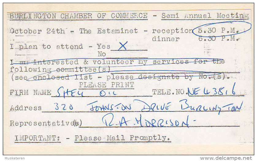 Canada Postal Stationery Ganzsache Entier 2 C. Elizabeth II. BURLINGTON Ontario 1962 To CHAMBER OF COMMERCE (2 Scans) - 1953-.... Reign Of Elizabeth II