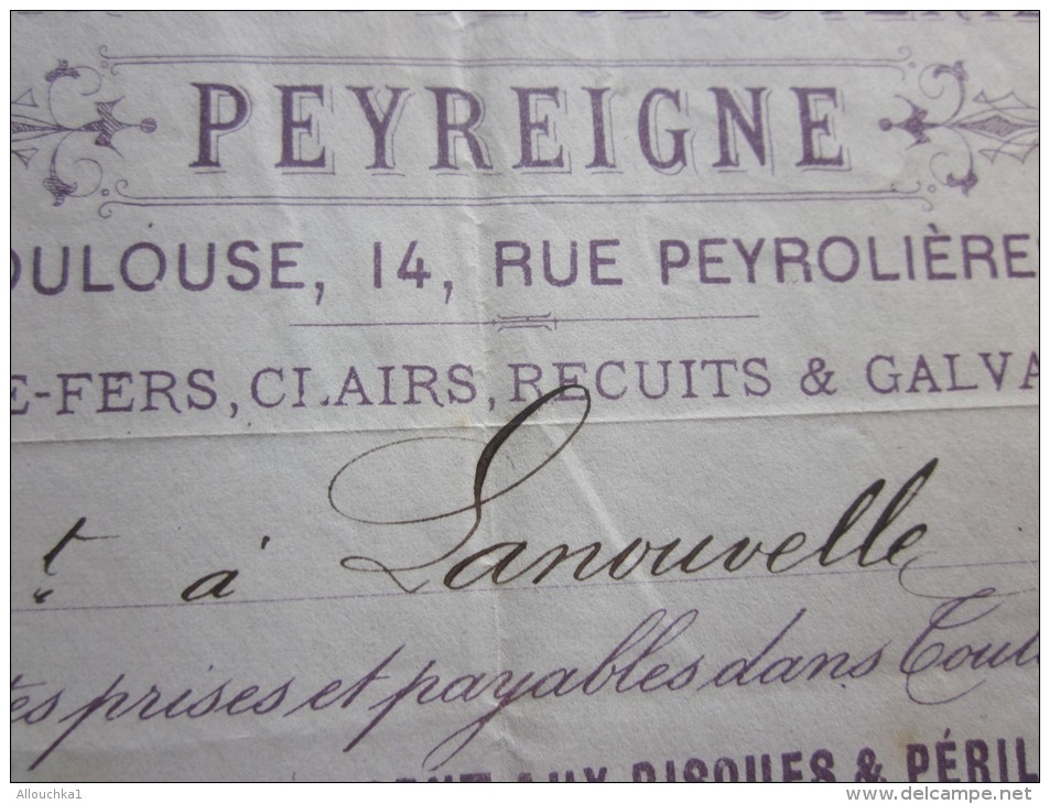 Toulouse 15 Sep 1883 Facture à En-tête Commerciale Illustrée Entrepôt De Clouterie Peyreigne Fil De Fer Semences - 1800 – 1899