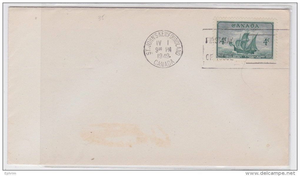 ST.JOHN'S NEWFOUNDLAND CANADA - TERRE-NEUVE - ENVELOPPE PREMIER JOUR - FDC 1949 - FIRST DAY COVER - ISSUE - ....-1951