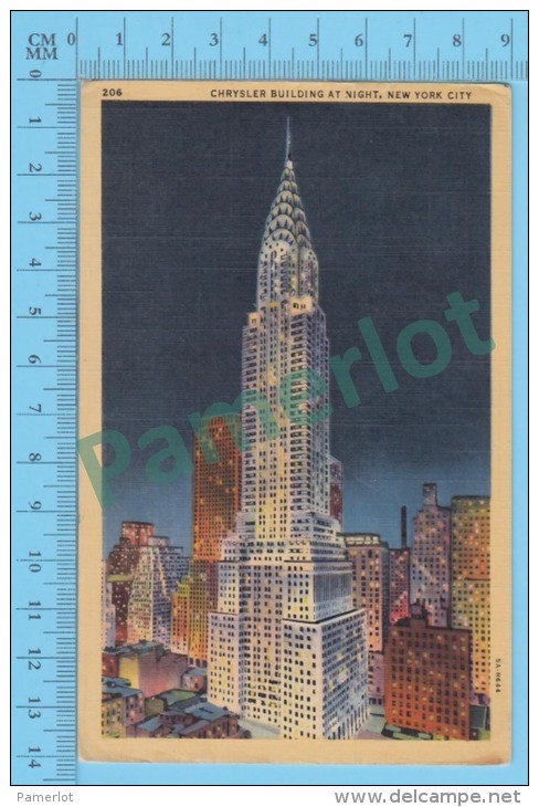 US New York NY (Chrysler Building At Night, New York, Cover New York 1945, CPSM Linen Postcard ) Recto/Verso - Chrysler Building