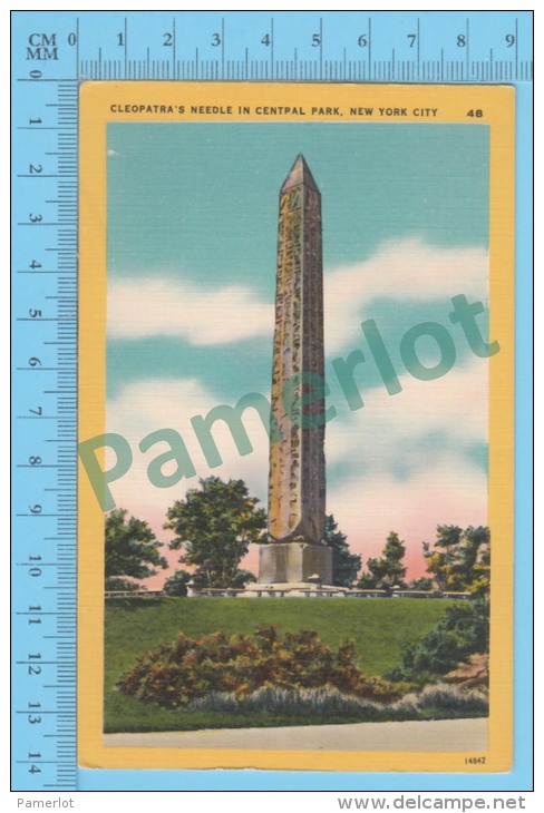 US New York NY ( Cleopatra´s Needle Central Park,   CPSM    Linen Postcard ) Recto/Verso - Central Park