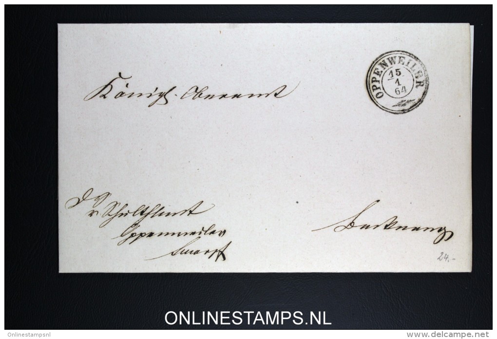 Deutschland: Cover 1864 Oppenweiler  ( D-K2  ) Luxus Dienst Backnang - Prephilately