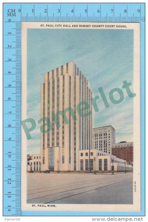 US Minnesota MN ( City Hall And Ramsey County Court House St. Paul,  CPSM    Linen Postcard ) Recto/Verso - St Paul