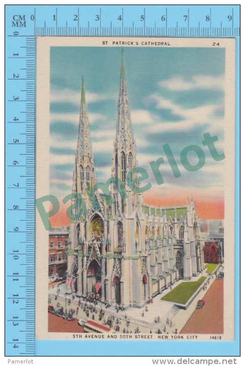 US New York NY ( St Patrick´s Cathedral,CPSM Linen Postcard ) Recto/Verso - Manhattan