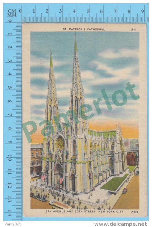 US New York NY ( St Patrick´s Cathedral, CPSM Linen Postcard ) Recto/Verso - Manhattan