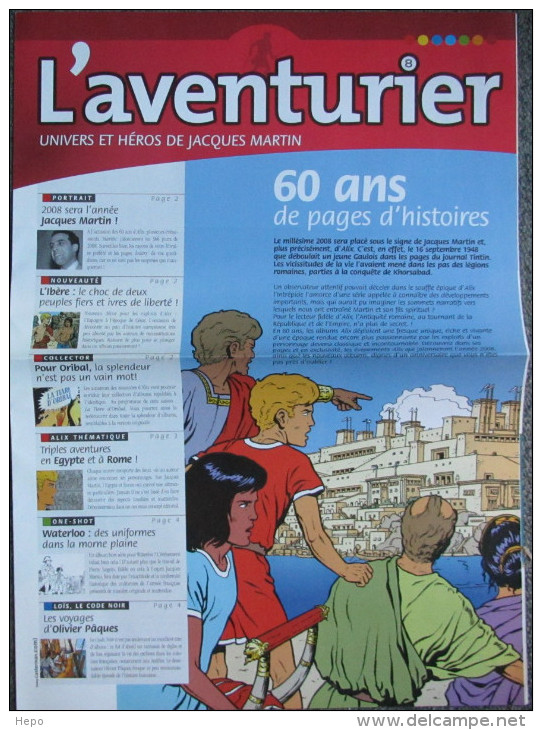 Martin - Univers Alix Lefranc - Journal Promo L´aventurier 8 - Dossiers De Presse