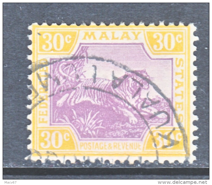 Malay 68  (o)  Wmk 4 Script CA  TIGER - Federated Malay States