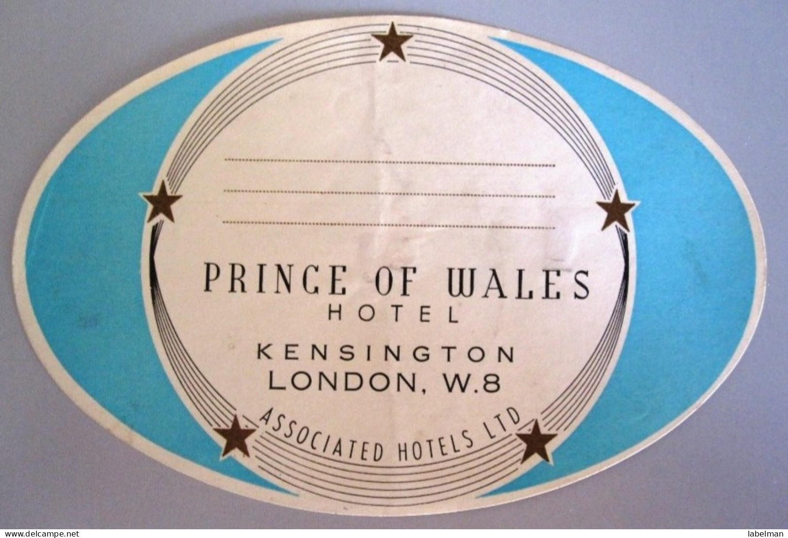 HOTEL MOTOR MOTEL PRINCE WALES LONDON UK ENGLAND GREAT BRITAIN STICKER DECAL LUGGAGE LABEL ETIQUETTE AUFKLEBER - Hotel Labels