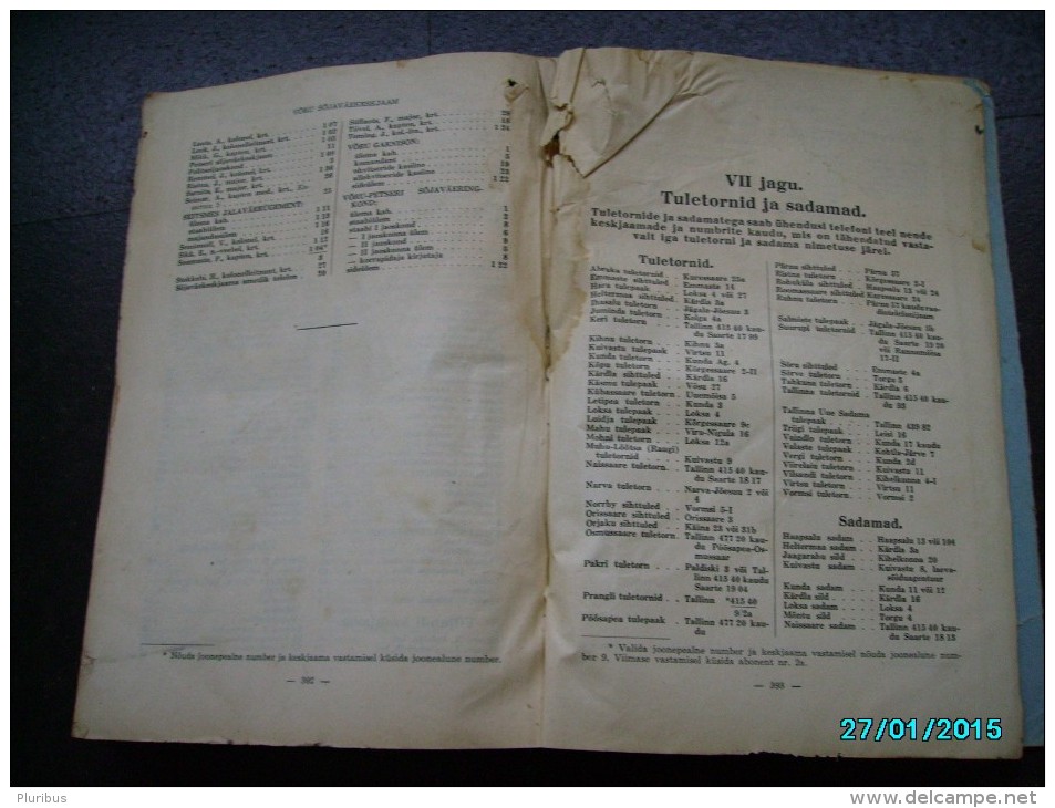 1940 ESTONIA OFFICIAL TELEPHONE DIRECTORY + MAP , LAST BEFORE SOVIER OCCUPATION