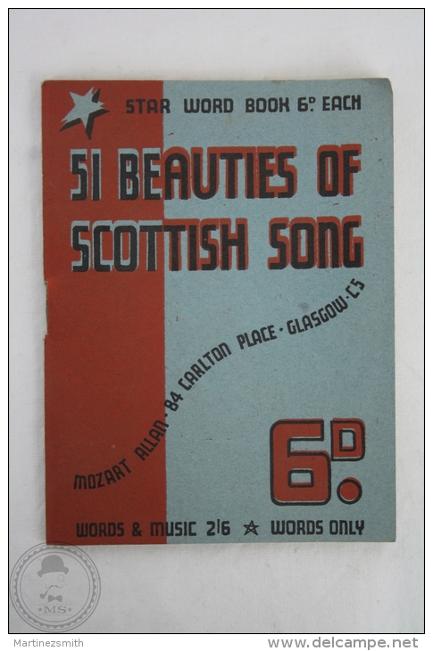 51 Beauties Of Scottish Song, Star Word Book By Mozart Allan - Paramount Song Book - Sonstige & Ohne Zuordnung