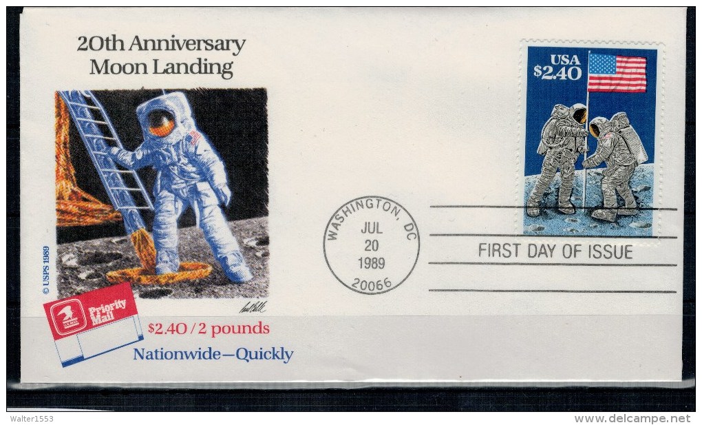 US USA - FDC - 20th Anniversary MOON LANDING - 1981-1990