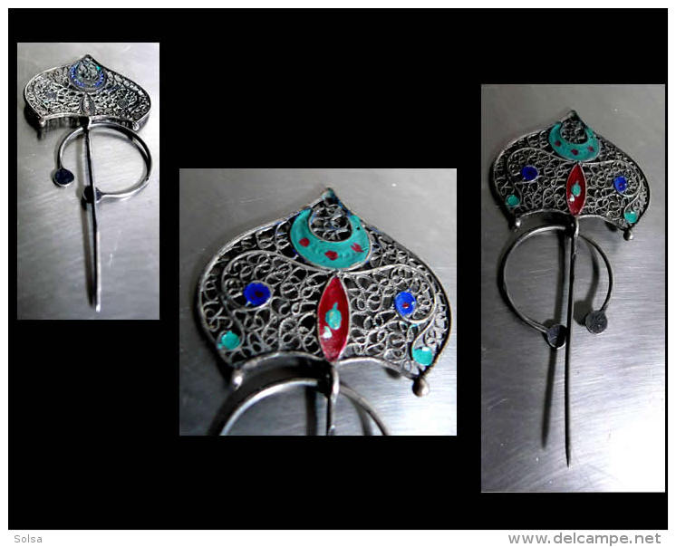 Ancienne Fibule Orientale émaillée / Oriental Enammelled Silver Fibulae - Ethniques