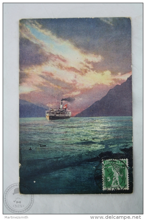 Old Boat Postcard - Abend Auf Dem Brienzersee - Switzerland - Posted 1911 - Autres & Non Classés