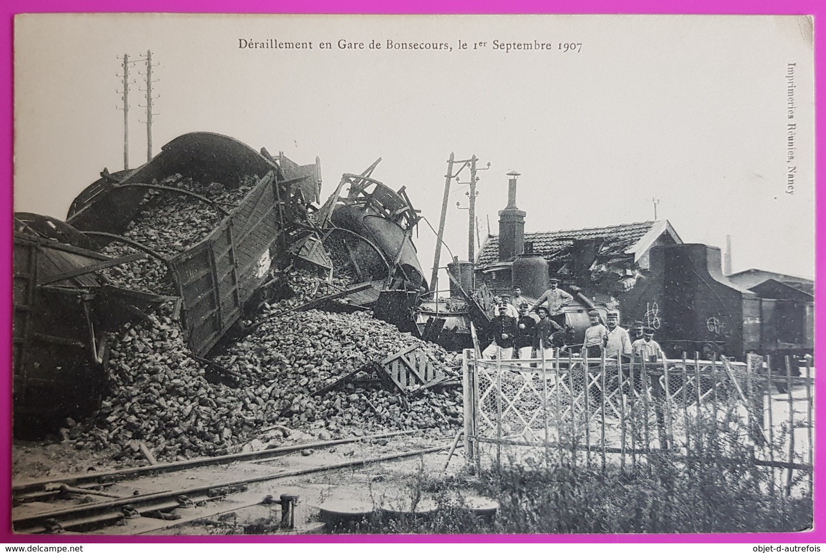 Cpa Déraillement Train En Gare De Bonsecours Nancy 1907 Carte Postale 54 Lorraine - Nancy