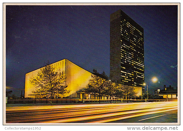 11802- NEW YORK CITY- UNITED NATIONS HEADQUARTERS BY NIGHT - Andere Monumenten & Gebouwen