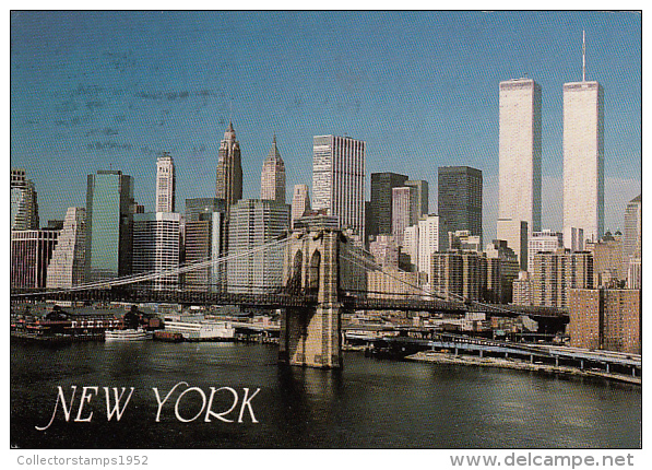 11815- NEW YORK CITY- MIDTOWN MANHATTAN SKYLINE, WORLD TRADE CENTER, BRIDGE, SHIPS - Manhattan