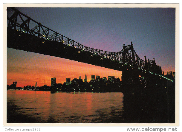11819- NEW YORK CITY- MANHATTAN SKYLINE IN SUNSET, QUEENSBORO BRIDGE - Manhattan