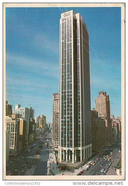 11835- NEW YORK CITY- GULF AND WESTERN BUILDING, COLUMBUS CIRCLE, PANORAMA, BUSS, CAR - Andere Monumenten & Gebouwen