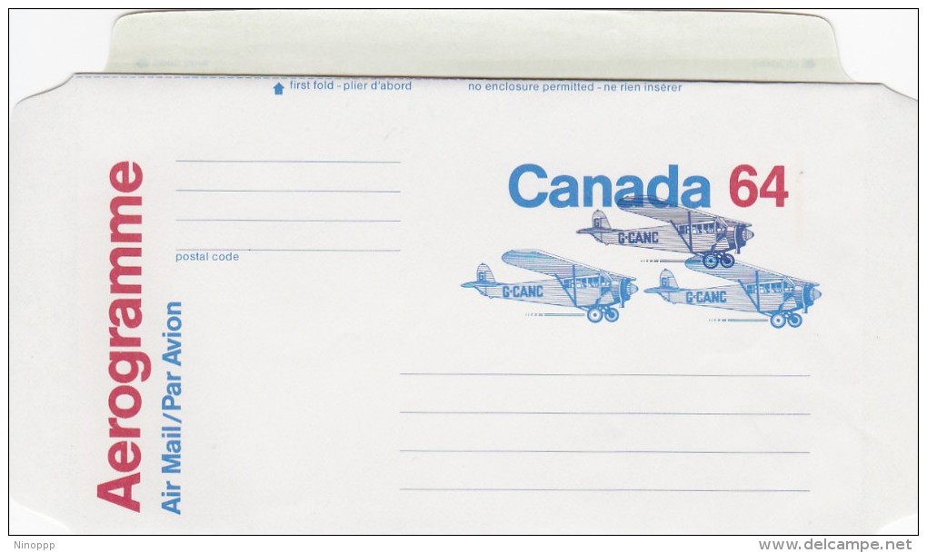 Canada Unused Aerogramme  Airplanes 64c - 1953-.... Reign Of Elizabeth II