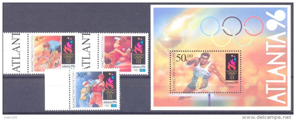 1996. Kazakhstan, Olympic Games Atlanta, 3v + S/s, Mint/** - Kazakhstan