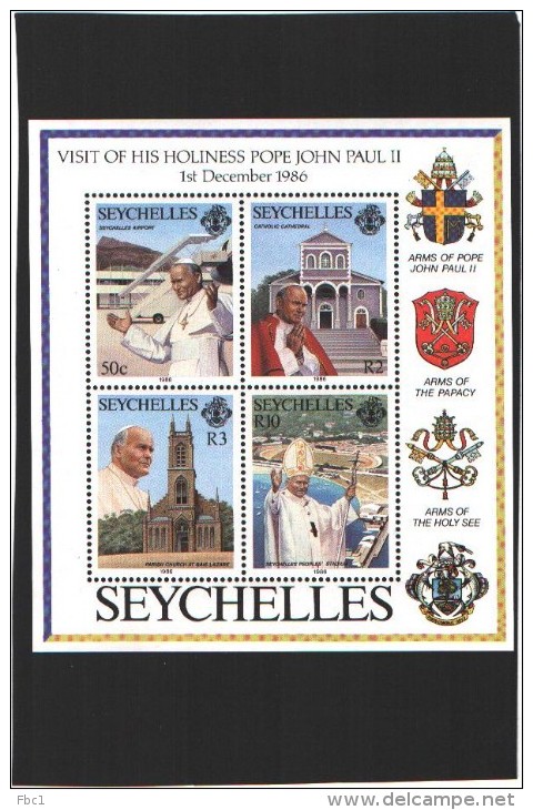 Seychelles - BF  ** (MNH) - Visite Du Pape Jean-Paul II - Visit Of His Holiness Pope John Paul II - 1986 - Seychelles (1976-...)