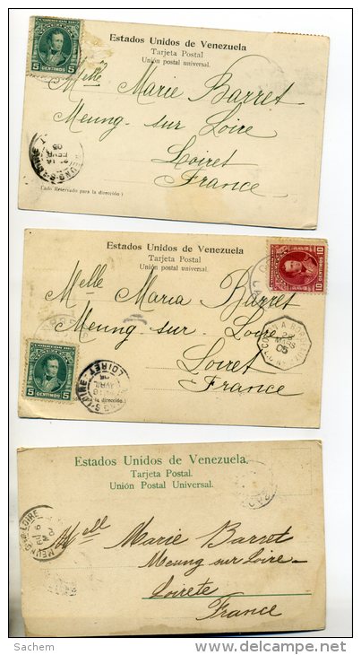 VENEZUELA 3 Cartes  CARACAS Et Rio Guiarte 1904 Et 1905      /D25-2014 - Venezuela