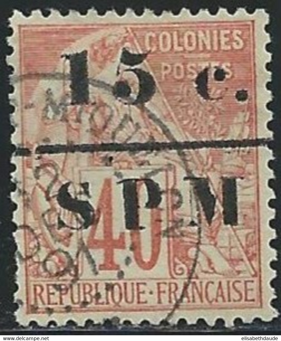 SPM - YVERT N°14 OBLITERE VARIETE LIGNE BRISEE - COTE = 135++ EUROS - SIGNE SCHELLER - Used Stamps