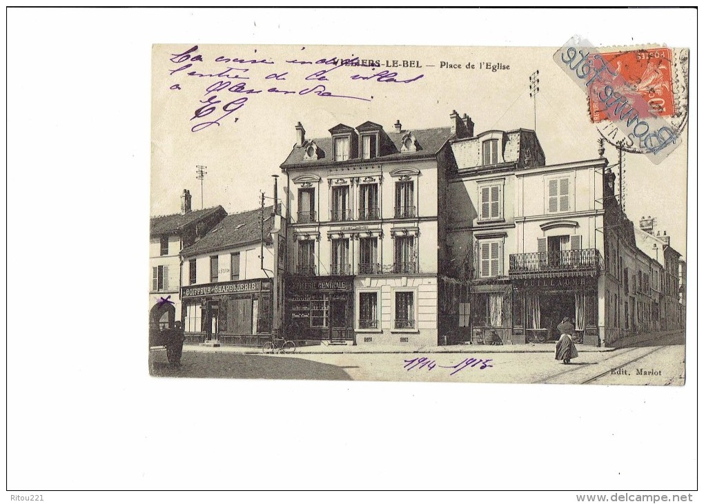 95 - Villiers-le-Bel - Place De L'église - Animation Epicerie Générale Coiffeur / GUILLAUME - 1915 - Marlot Edit. - Villiers Le Bel