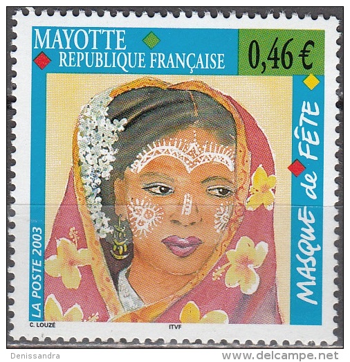 Mayotte 2003 Yvert 142 Neuf ** Cote (2015) 2.00 Euro Masque De Fête Visage De Jeune Femme Peint - Unused Stamps
