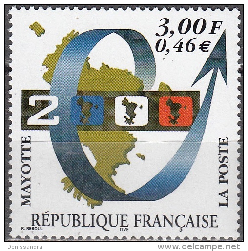 Mayotte 1999 Yvert 80 Neuf ** Cote (2015) 2.00 Euro L'an 2000 Composition Symbolique - Unused Stamps