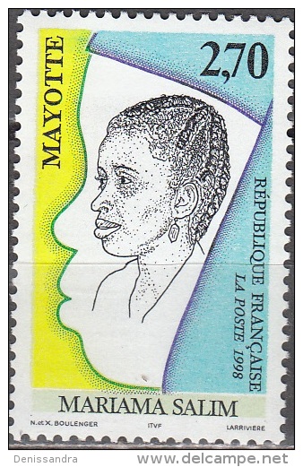 Mayotte 1998 Yvert 58 Neuf ** Cote (2015) 1.80 Euro Mariama Salim - Neufs