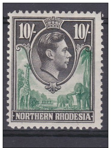 Northern Rhodesia-1938/50. 10/- SG44. Very Fresh MH.£10.50 - Northern Rhodesia (...-1963)