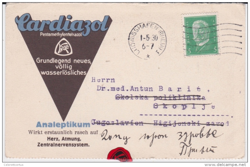 Germany-1930 Pharmacy Company, Ludwigshafen Advertising Postcard Cover - Briefe U. Dokumente