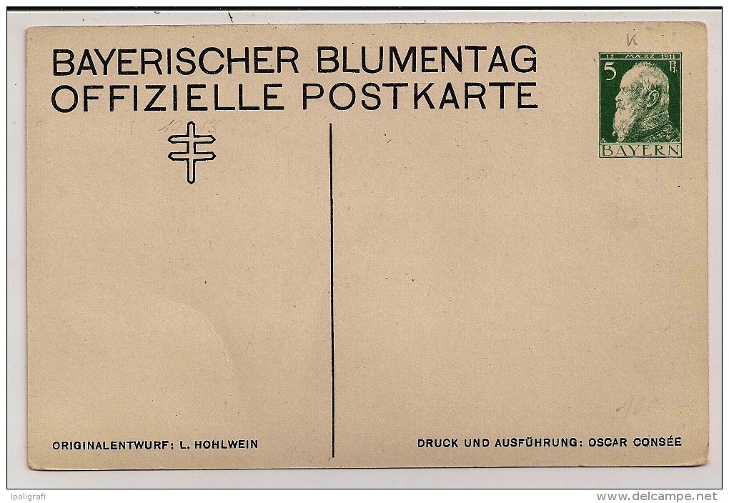 Illustrateur, Ludwig Hohlwein, Journée Bavaroise Des Fleurs Sur Entier Postal Bayern 5 Pf., Neuve - Hohlwein, Ludwig