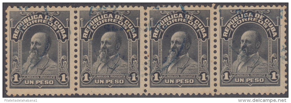 1911-24. CUBA. REPUBLICA. TELEGRAFOS. Ed.194. USED.1$. CARLOS ROLOFF MAIALOVSKI. TIRAS DE 4. - Ongebruikt