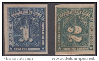 1914.32 CUBA. 1914. Ed.5-6. TASAS POR COBRAR. POSTAGE DUE. PROOF CARBOARD. OTHER COLOR. - Neufs