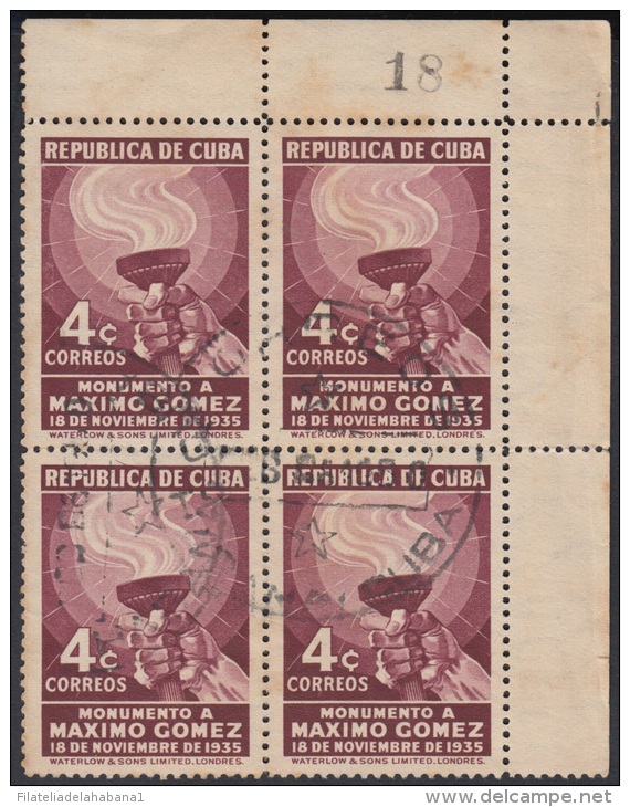 1936.112 CUBA. 1936. Ed.279s. 2c. ZONA FRANCA. PLANO BAHIA DE MATANZAS. GOMA ORIGINAL LIGERAMENTE TONALIZADA. BLOCK 4. - Neufs