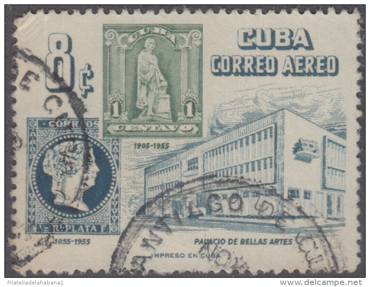1955.106 CUBA. 1955. Ed.614. 8c. USADO. CENTENARIO DEL PRIMER SELLO CUBANO. COLOR AZUL DESPLAZADO. - Neufs