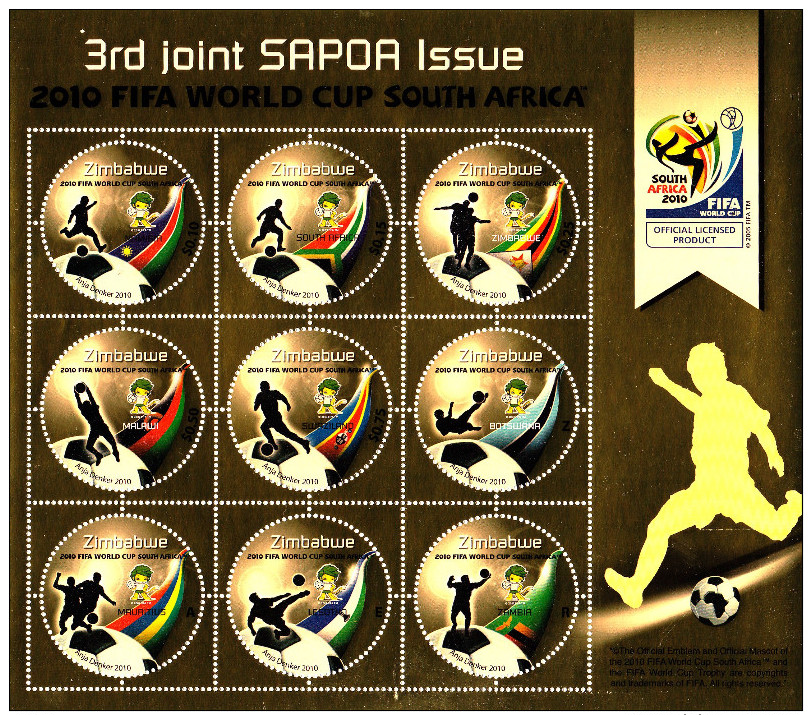 Zimbabwe.  Football. Soccer. World Cup 2010. SHEET. MNH** - 2010 – Südafrika