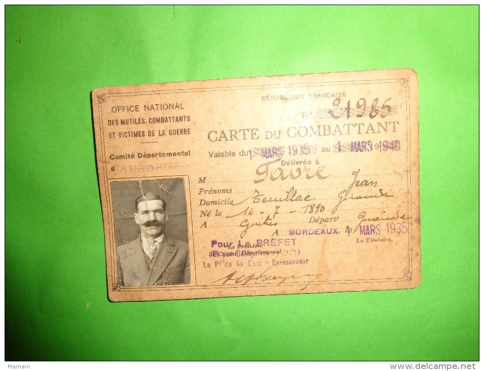 Carte Du Combattant-- - Autres & Non Classés