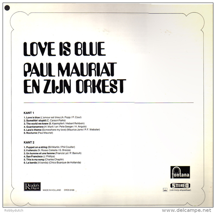 * LP *  PAUL MAURIAT - LOVE IS BLUE (Holland 1967 EX-!!!) - Instrumentaal