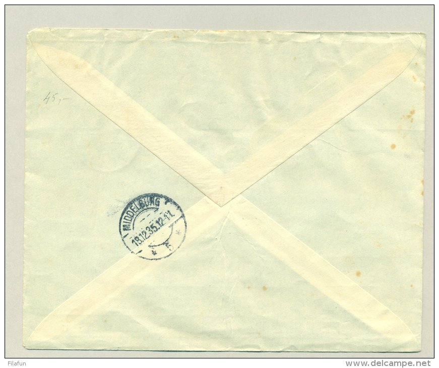 Suriname - 1935 - R-cover Met Complete Serie Zendingszegels Op Brief Naar Zeist/NL - Suriname