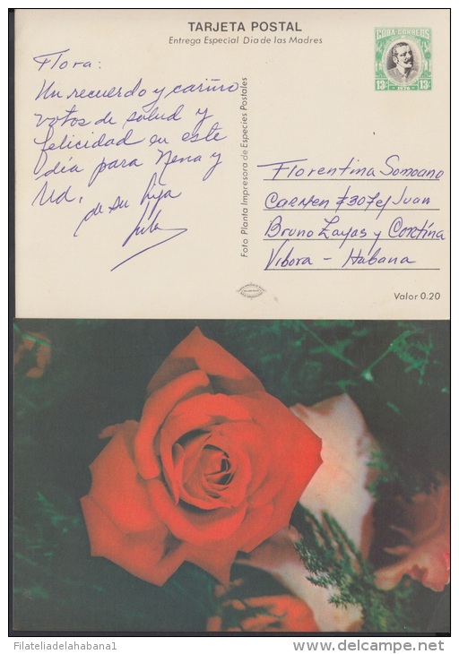 1976-EP-4 CUBA 1976. Ed.119b. ENTERO POSTAL. POSTAL STATIONERY. MOTHER DAY SPECIAL DELIVERY. ROSAS. ROSE. FLOWERS. FLORE - Covers & Documents