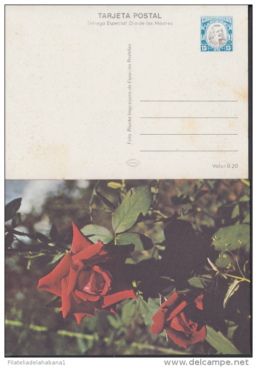 1978-EP-5 CUBA 1978. Ed.122b. POSTAL STATIONERY. MOTHER DAY SPECIAL DELIVERY. CARTULINA MATE. ROSAS. ROSE. FLOWERS. FLOR - Brieven En Documenten