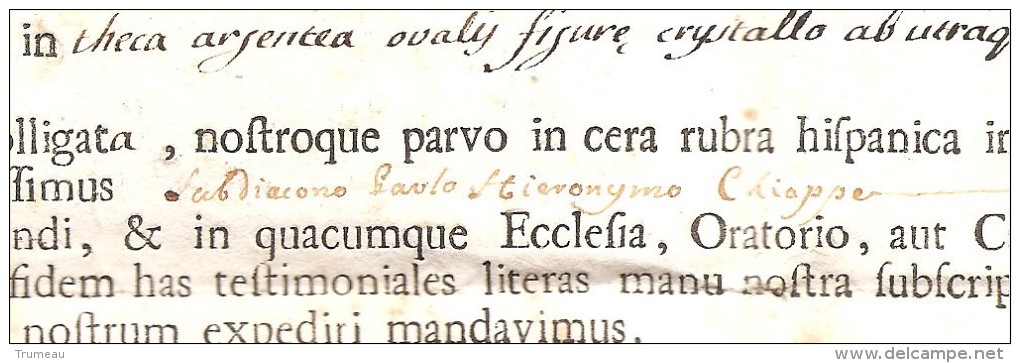 CORSE AJACCIO ACTE DE BAPTEME DE 1773  BEAU CARTOUCHE ! - Documents Historiques